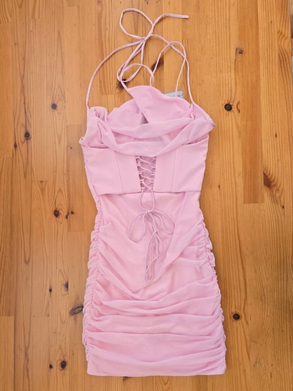 Oh Polly Pink Halter Neck Corset Mini Dress - Picture 4 of 6